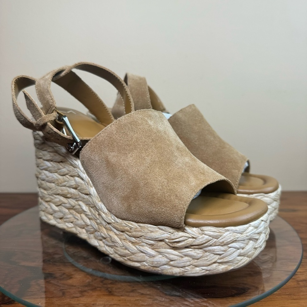 Marc Fisher Nelly Sandals in Medium Natural Suede - Picture 6 of 14